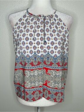 Collective Concepts Red, Blue & White Halter Print Tank Top